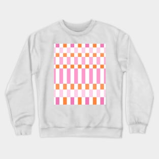 Pink and Orange Checkered Pattern Crewneck Sweatshirt